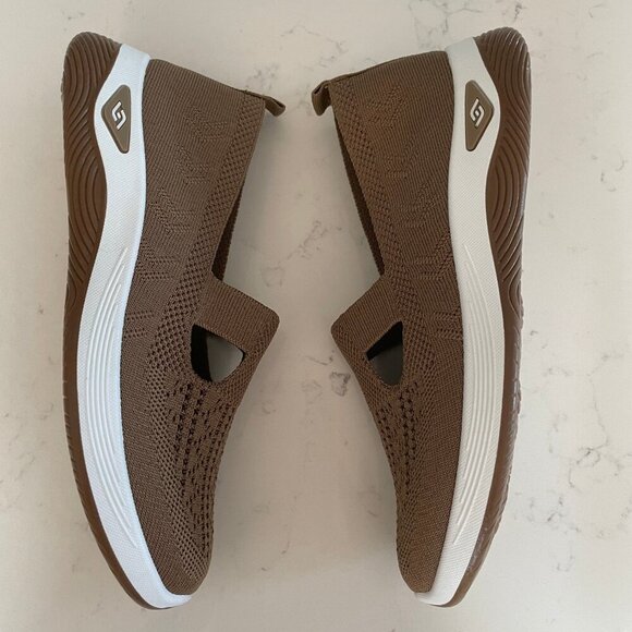 Women's Breathe Solid Color Soft Slip On Knit Orthopedic Sneaker Tan 40 - Picture 3 of 10